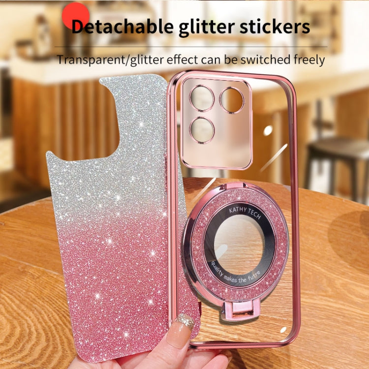 For vivo S17e Plated Gradient Glitter Round Holder TPU Phone Case