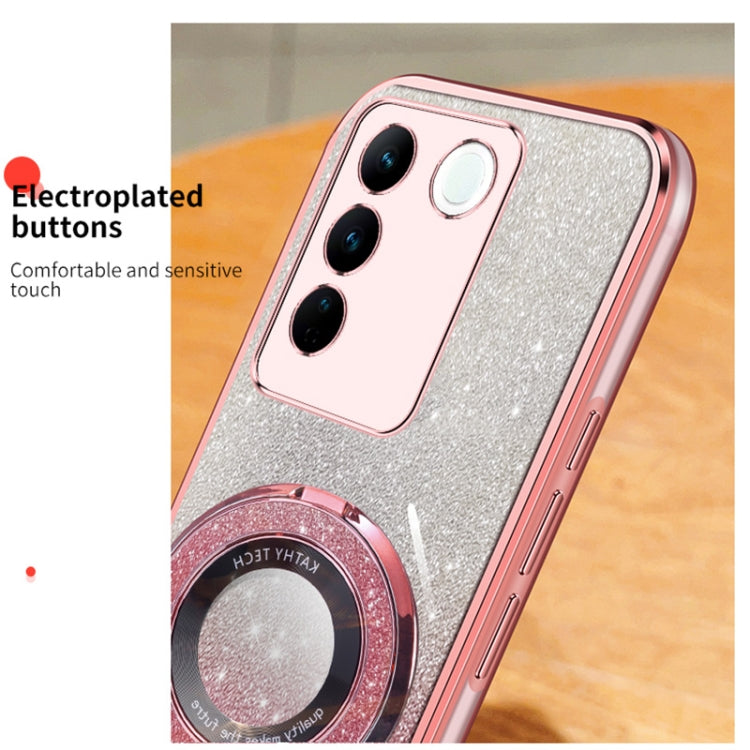 For vivo S16e Plated Gradient Glitter Round Holder TPU Phone Case