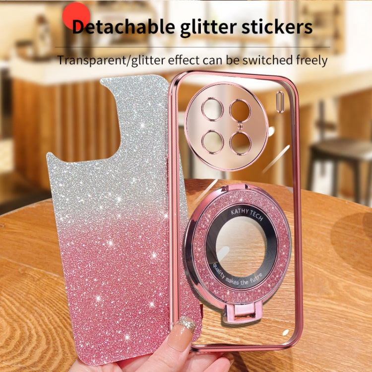 For vivo X90 Pro Plated Gradient Glitter Round Holder TPU Phone Case