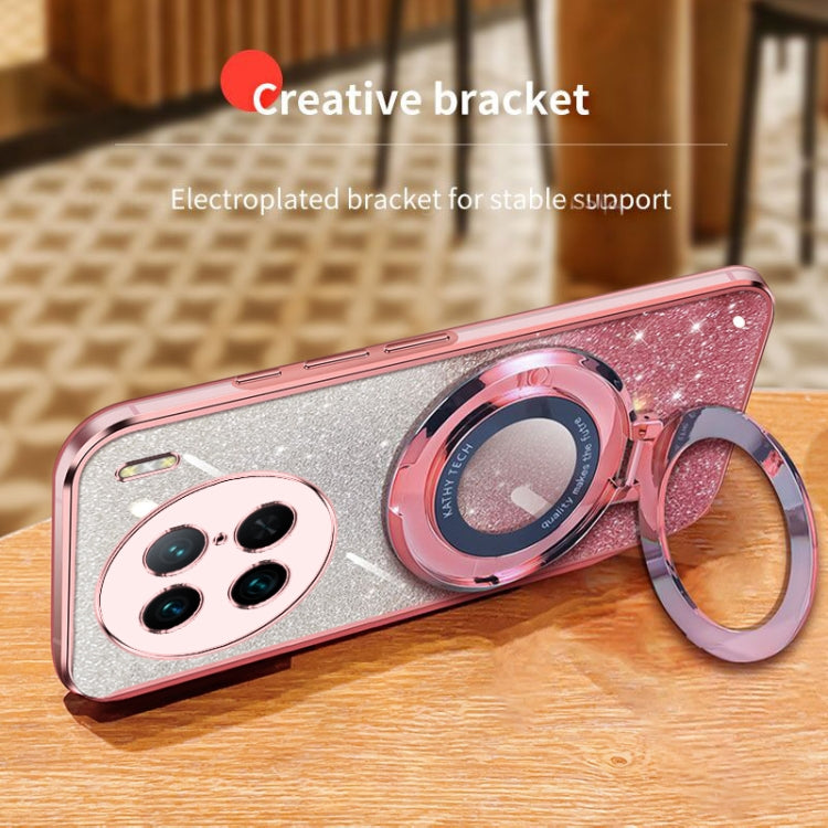 For vivo X90 Pro Plated Gradient Glitter Round Holder TPU Phone Case