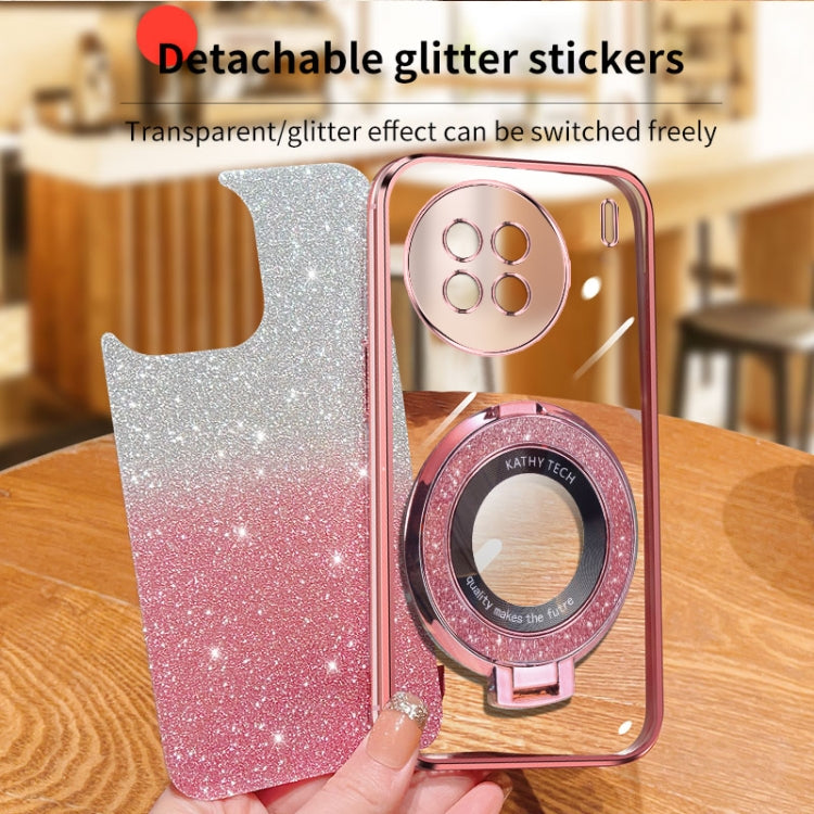 For vivo X90 Plated Gradient Glitter Round Holder TPU Phone Case