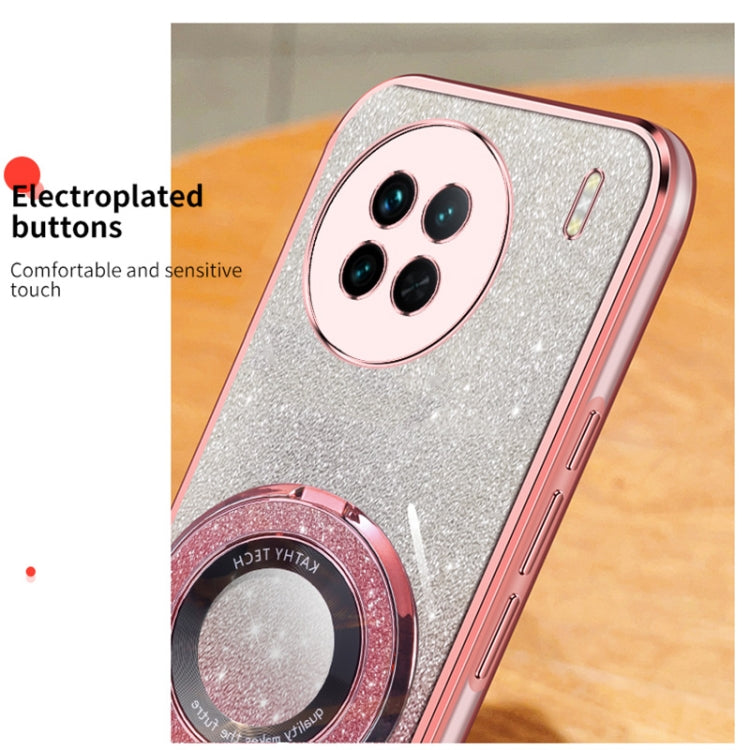 For vivo X90 Plated Gradient Glitter Round Holder TPU Phone Case