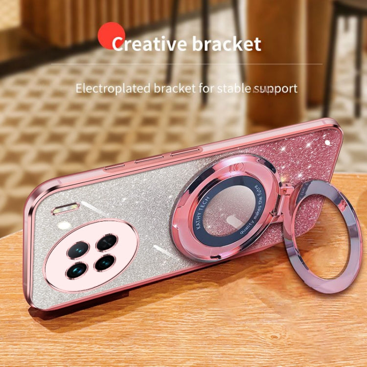 For vivo X90 Plated Gradient Glitter Round Holder TPU Phone Case