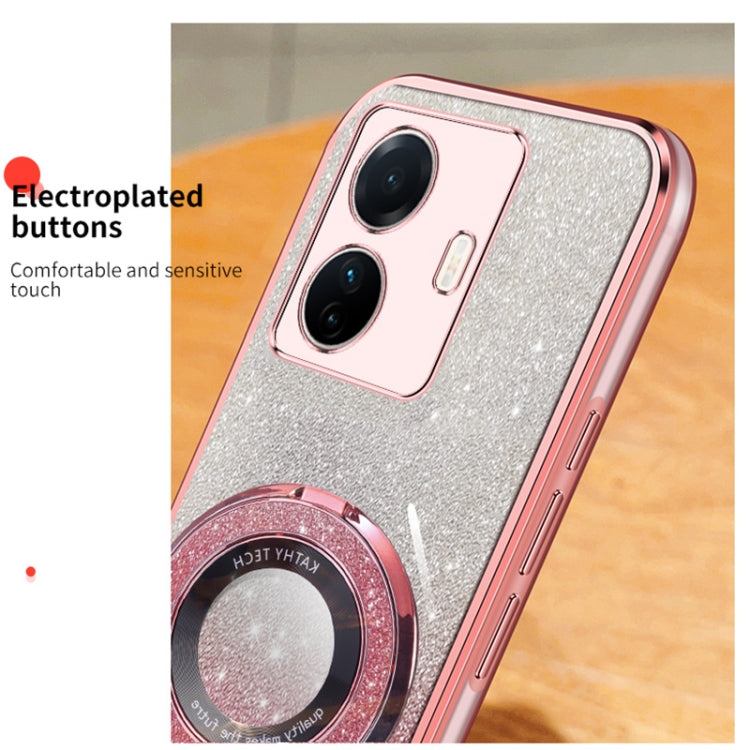 For vivo S15e / T1 Pro Plated Gradient Glitter Round Holder TPU Phone Case