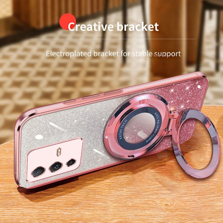 For vivo S12 Pro / V23 Pro Plated Gradient Glitter Round Holder TPU Phone Case