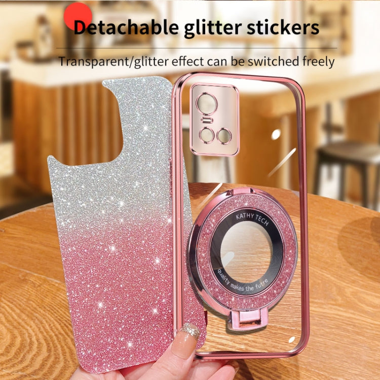 For vivo S10 / S10 Pro Plated Gradient Glitter Round Holder TPU Phone Case