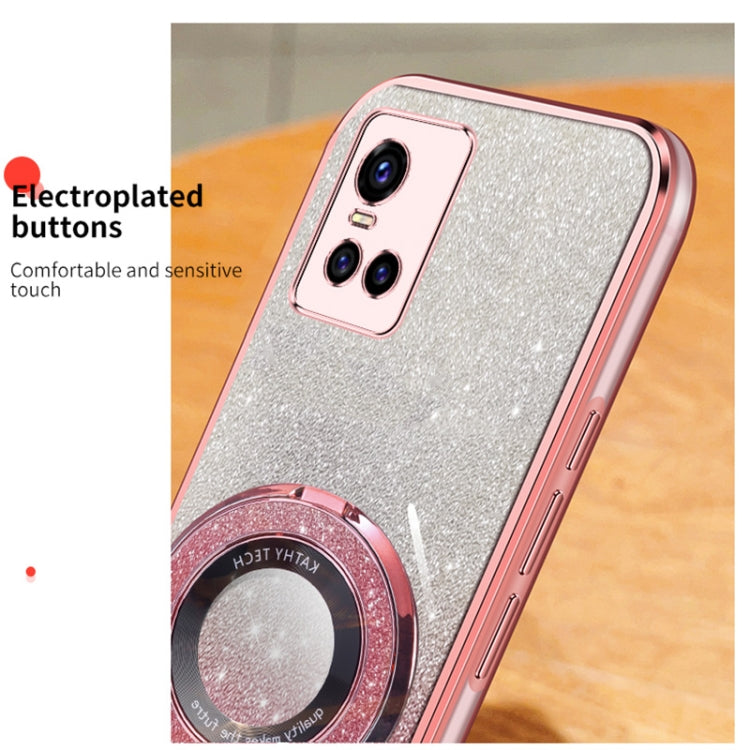 For vivo S10 / S10 Pro Plated Gradient Glitter Round Holder TPU Phone Case