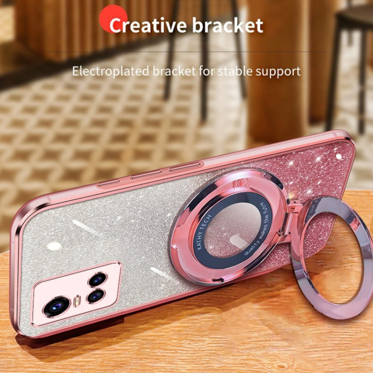 For vivo S10 / S10 Pro Plated Gradient Glitter Round Holder TPU Phone Case