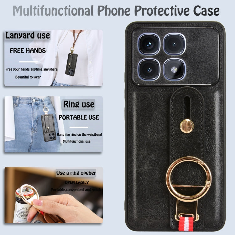 For Redmi K70 Ultra Wristband Leather Back Phone Case