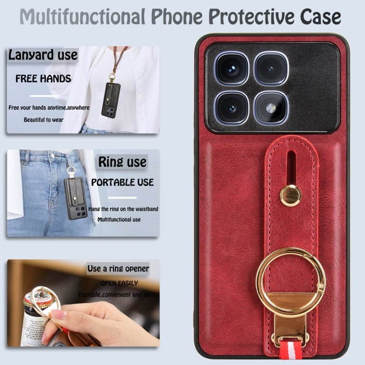 For Redmi K70 Ultra Wristband Leather Back Phone Case