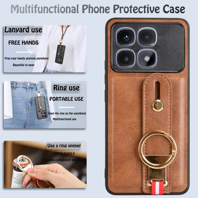For Redmi K70 Ultra Wristband Leather Back Phone Case