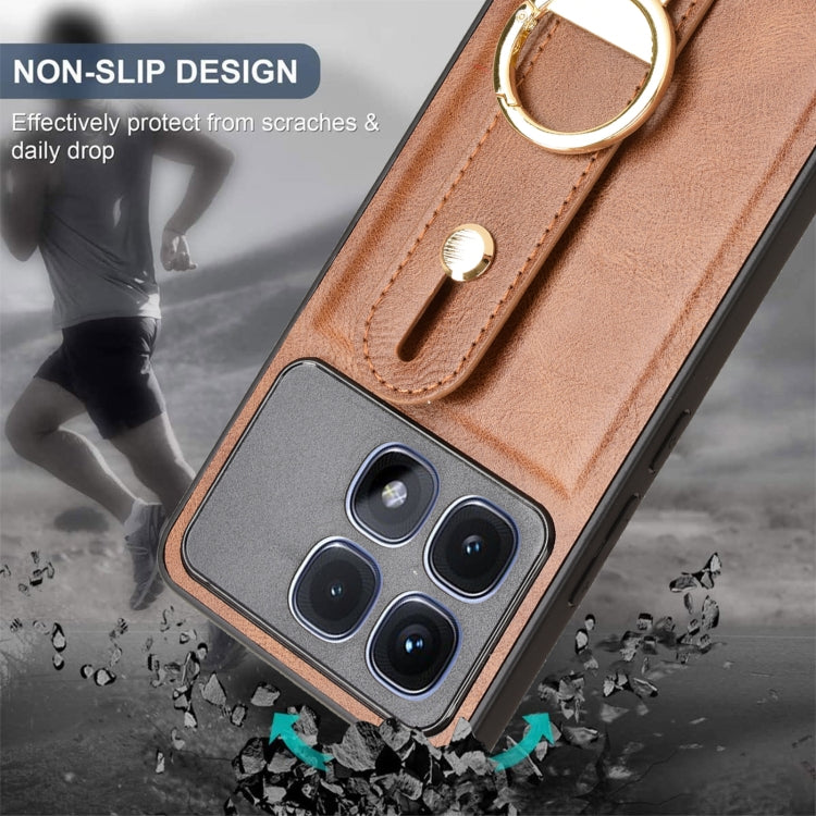 For Redmi K70 Ultra Wristband Leather Back Phone Case