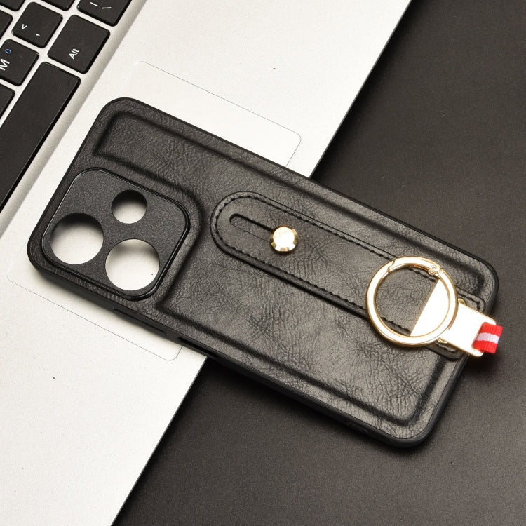 For Redmi 13 4G / Note 13R Wristband Leather Back Phone Case