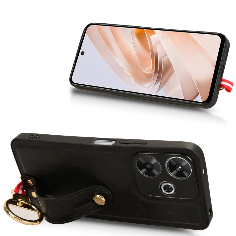 For Redmi 13 4G / Note 13R Wristband Leather Back Phone Case
