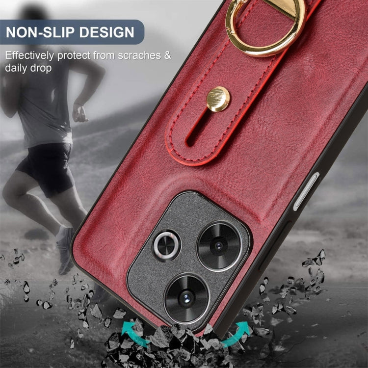 For Redmi 13 4G / Note 13R Wristband Leather Back Phone Case