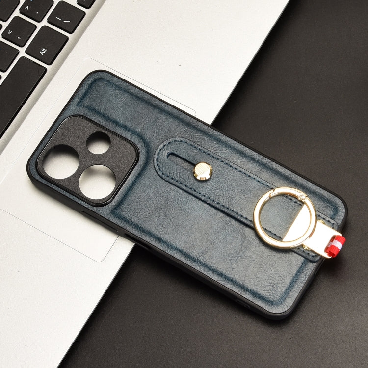 For Redmi 13 4G / Note 13R Wristband Leather Back Phone Case