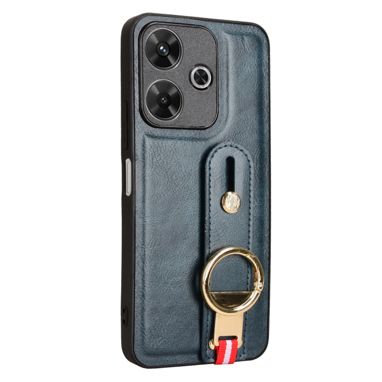 For Redmi 13 4G / Note 13R Wristband Leather Back Phone Case