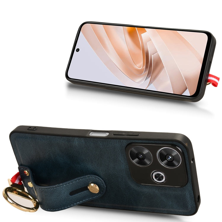 For Redmi 13 4G / Note 13R Wristband Leather Back Phone Case