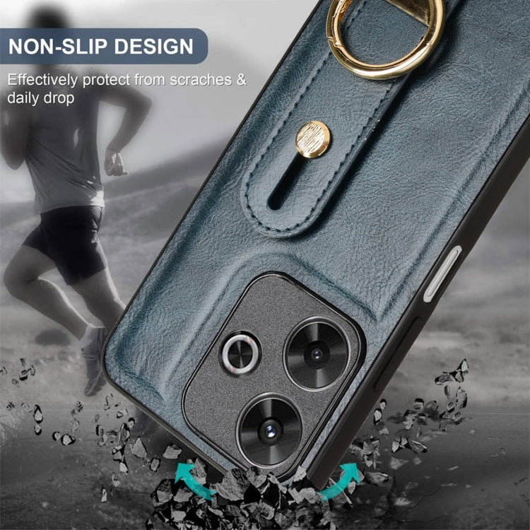 For Redmi 13 4G / Note 13R Wristband Leather Back Phone Case