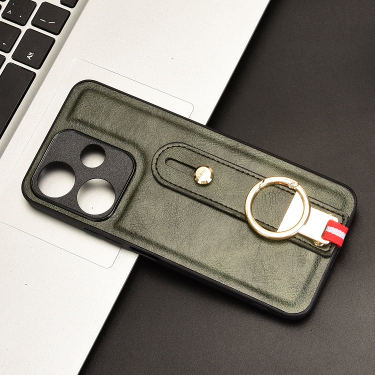 For Redmi 13 4G / Note 13R Wristband Leather Back Phone Case