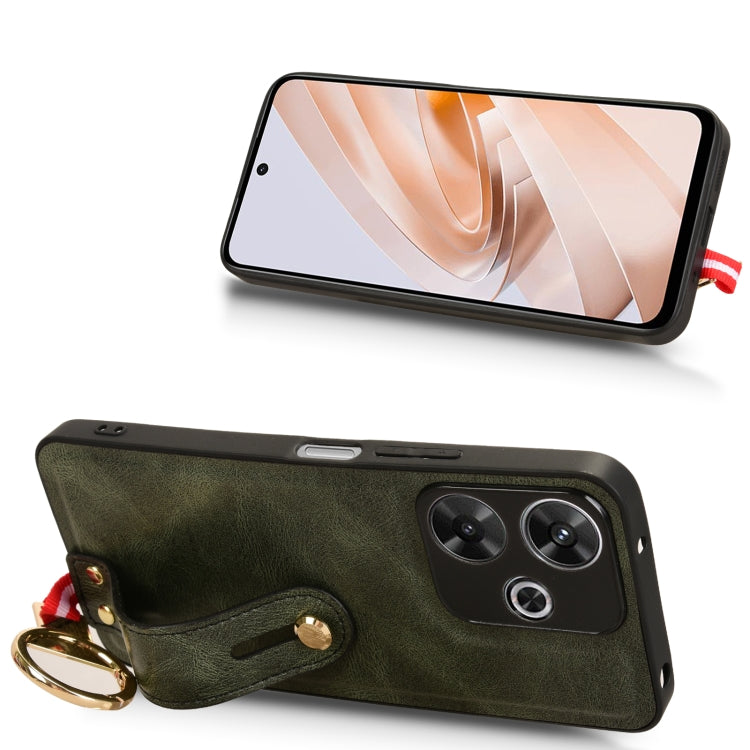 For Redmi 13 4G / Note 13R Wristband Leather Back Phone Case