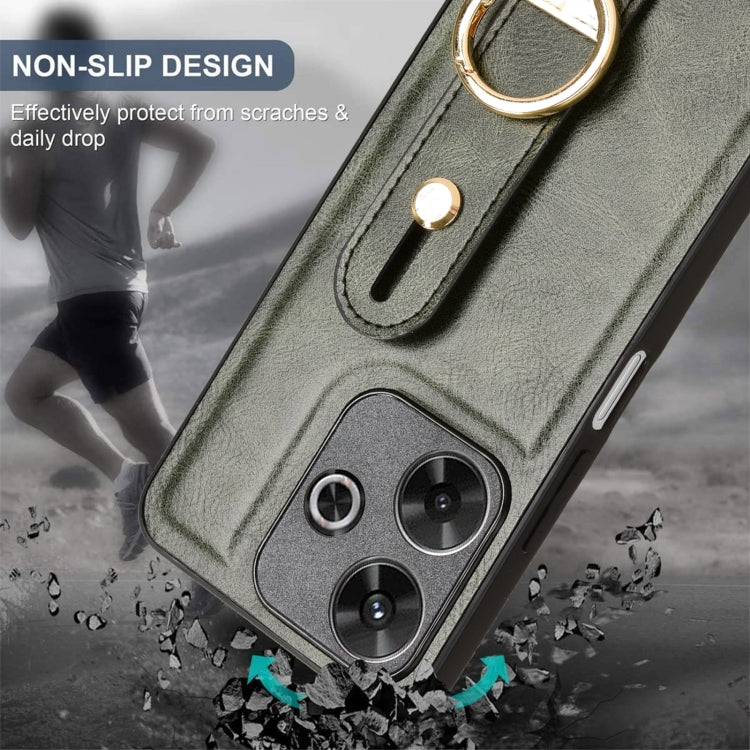 For Redmi 13 4G / Note 13R Wristband Leather Back Phone Case