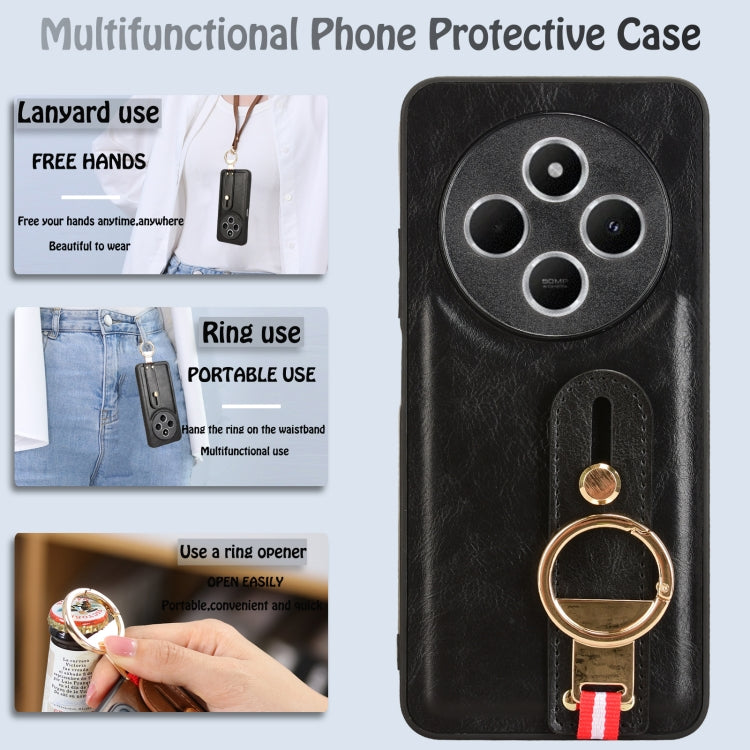 For Redmi 14C 4G Wristband Leather Back Phone Case