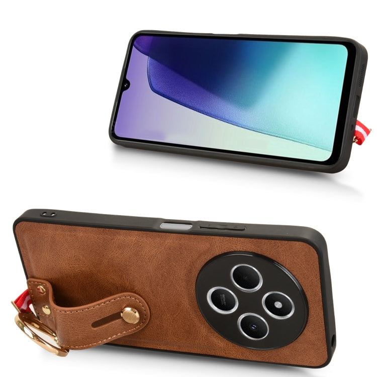 For Redmi 14C 4G Wristband Leather Back Phone Case