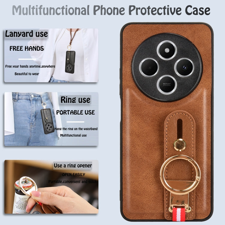 For Redmi 14C 4G Wristband Leather Back Phone Case