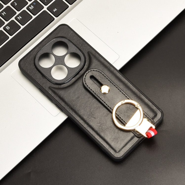 For Redmi Note 14 Pro 5G Wristband Leather Back Phone Case