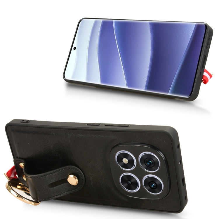 For Redmi Note 14 Pro 5G Wristband Leather Back Phone Case