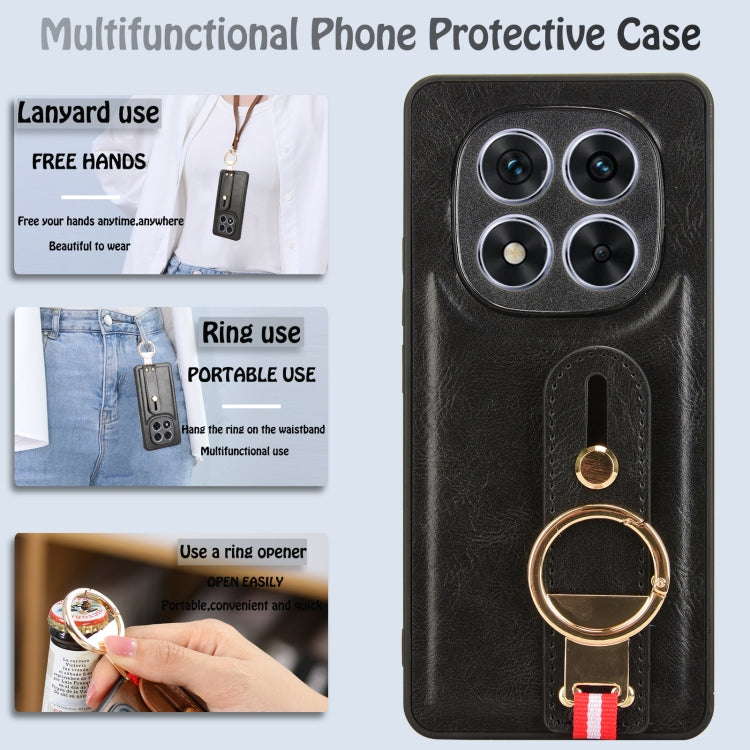 For Redmi Note 14 Pro 5G Wristband Leather Back Phone Case