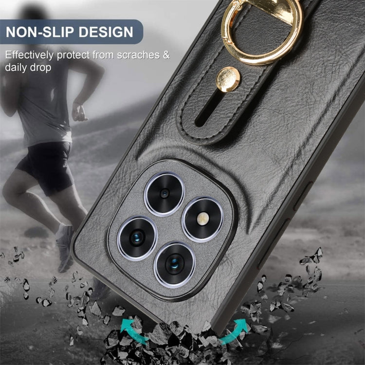 For Redmi Note 14 Pro 5G Wristband Leather Back Phone Case