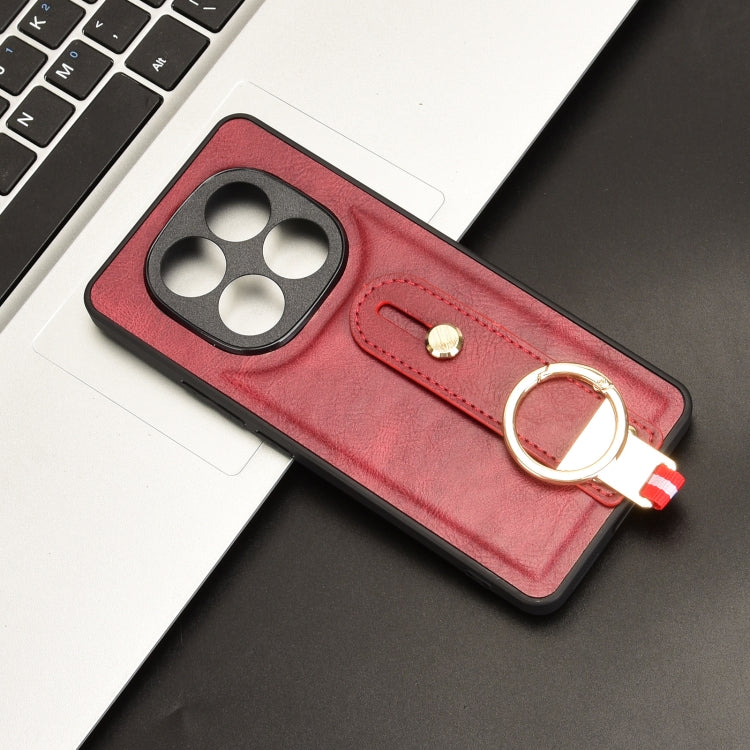 For Redmi Note 14 Pro 5G Wristband Leather Back Phone Case