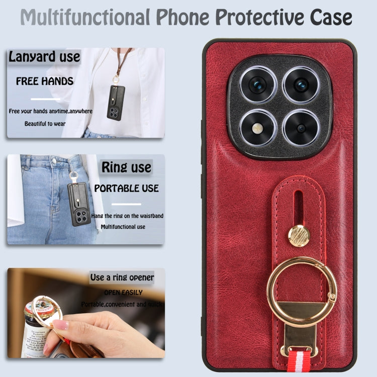 For Redmi Note 14 Pro 5G Wristband Leather Back Phone Case