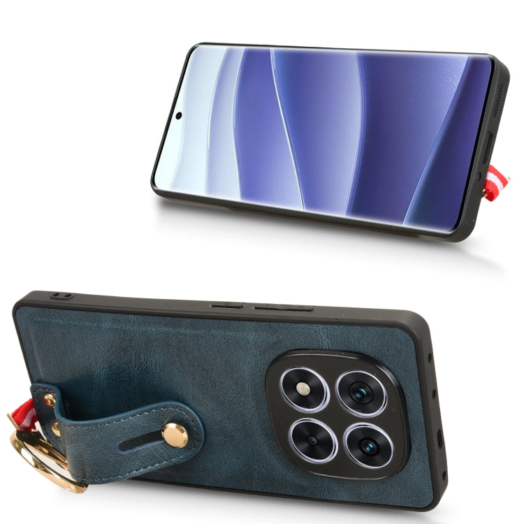 For Redmi Note 14 Pro 5G Wristband Leather Back Phone Case