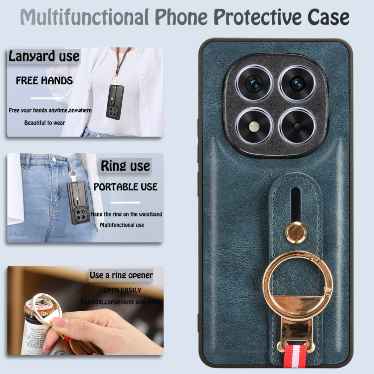 For Redmi Note 14 Pro 5G Wristband Leather Back Phone Case