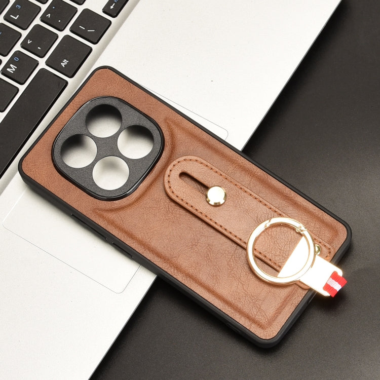 For Redmi Note 14 Pro 5G Wristband Leather Back Phone Case