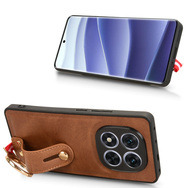 For Redmi Note 14 Pro 5G Wristband Leather Back Phone Case