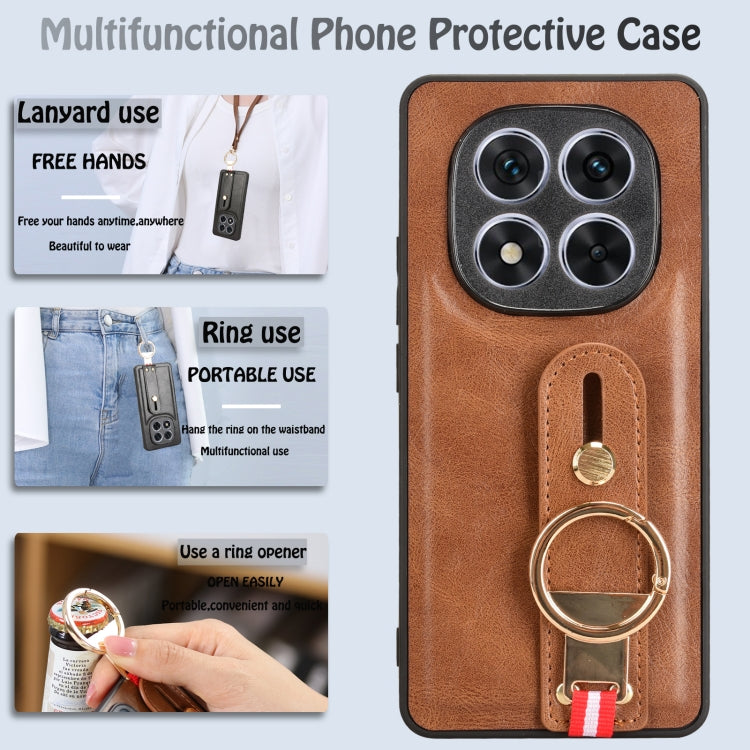 For Redmi Note 14 Pro 5G Wristband Leather Back Phone Case