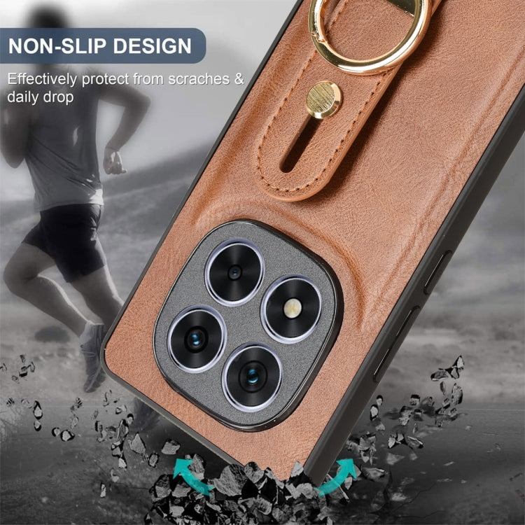 For Redmi Note 14 Pro 5G Wristband Leather Back Phone Case