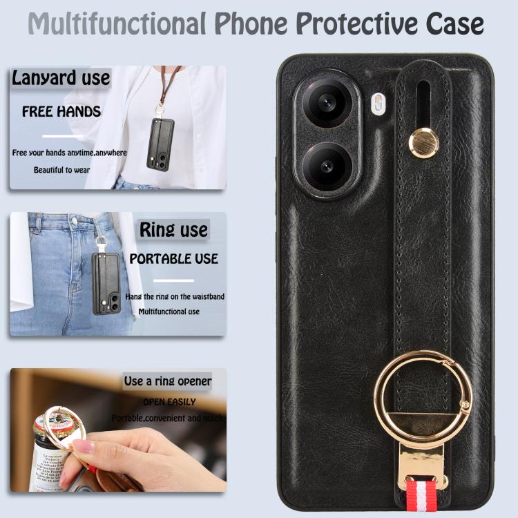 For Redmi Turbo 4 Wristband Leather Back Phone Case