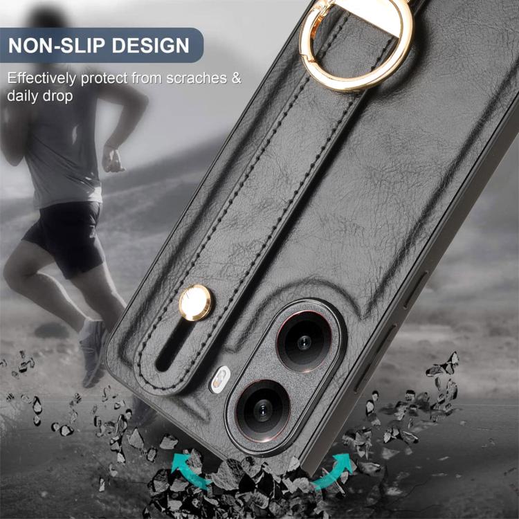 For Redmi Turbo 4 Wristband Leather Back Phone Case