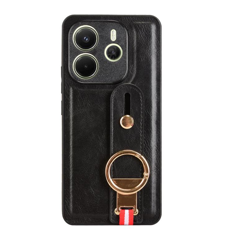 For Redmi Note 14 4G 163.25mm Wristband Leather Back Phone Case