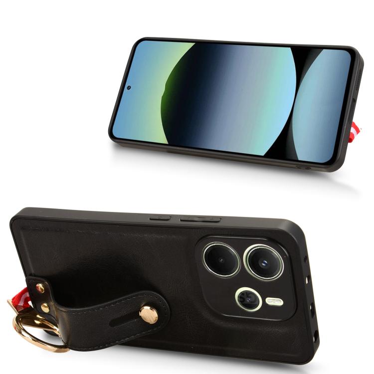 For Redmi Note 14 4G 163.25mm Wristband Leather Back Phone Case