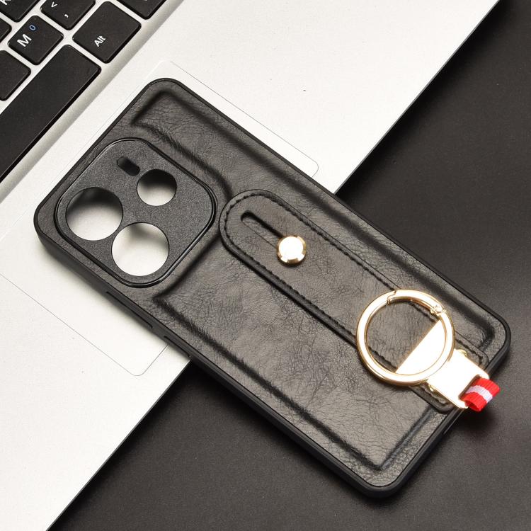 For Redmi Note 14 4G 163.25mm Wristband Leather Back Phone Case