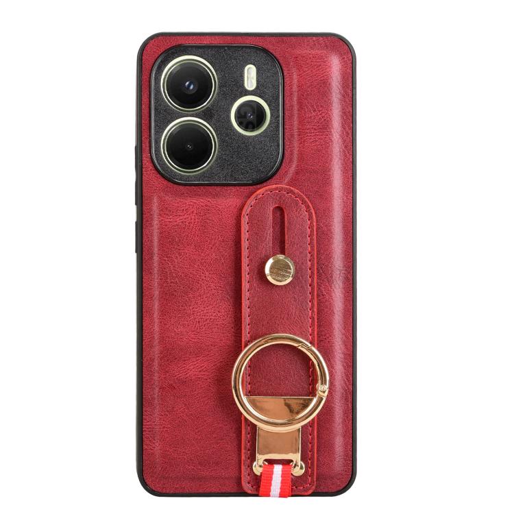 For Redmi Note 14 4G 163.25mm Wristband Leather Back Phone Case