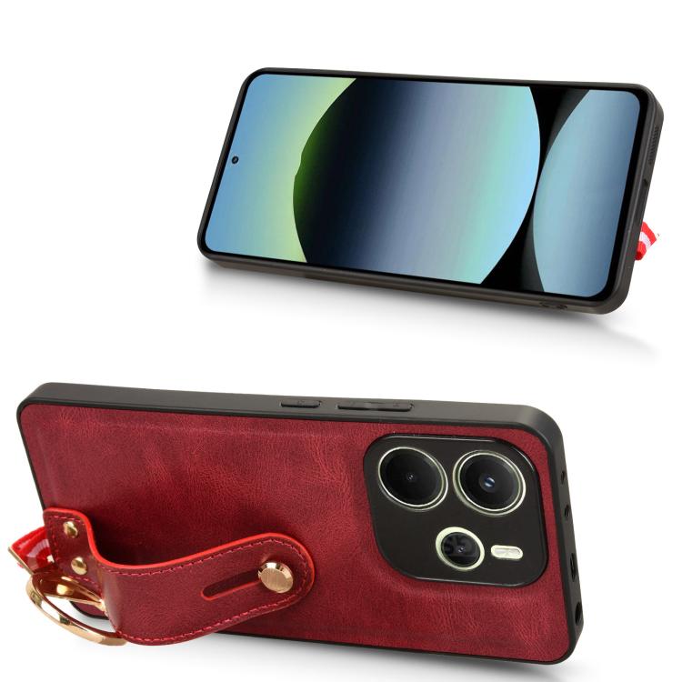 For Redmi Note 14 4G 163.25mm Wristband Leather Back Phone Case