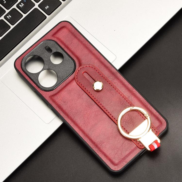 For Redmi Note 14 4G 163.25mm Wristband Leather Back Phone Case