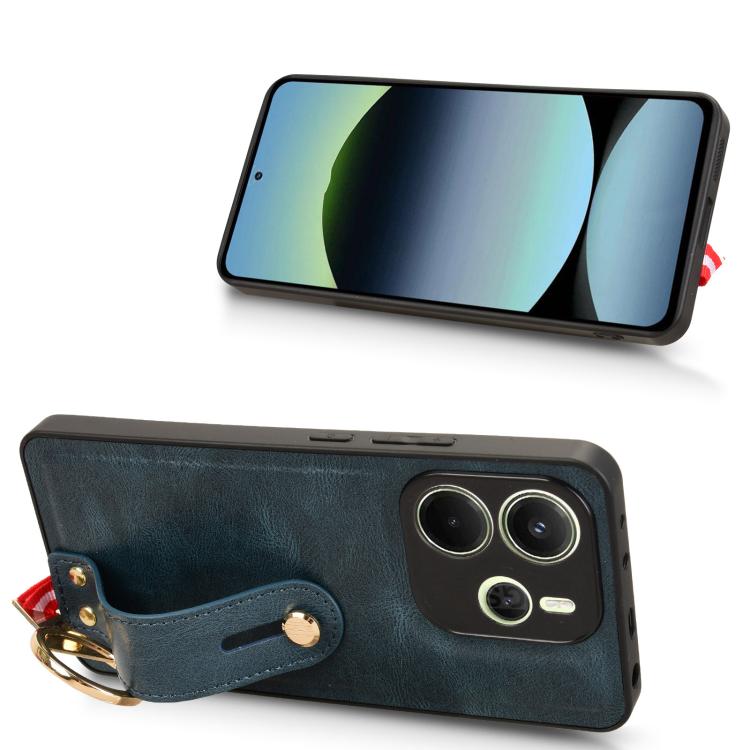 For Redmi Note 14 4G 163.25mm Wristband Leather Back Phone Case